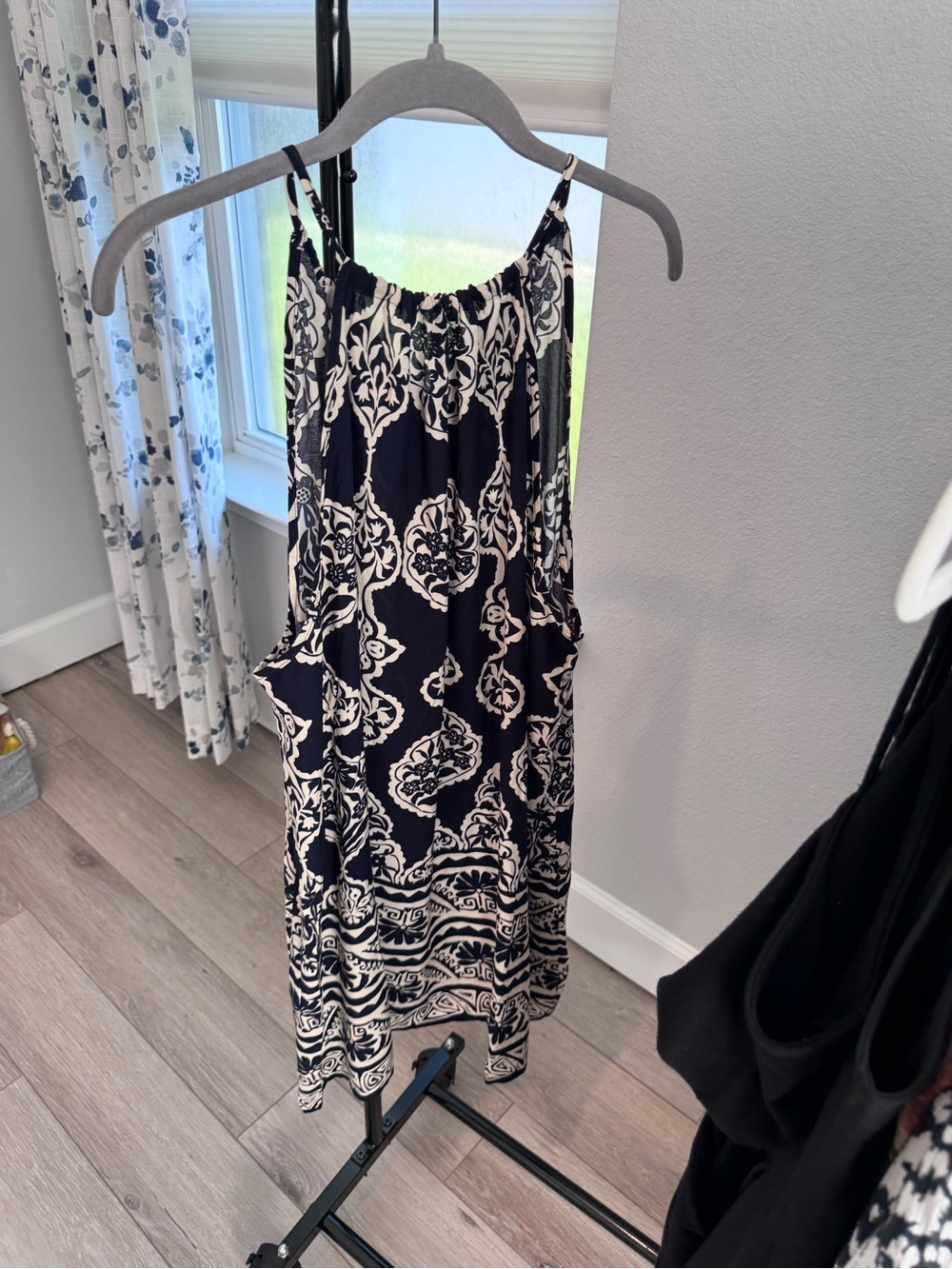 Cupshe Navy and Cream Damask Midi Dress